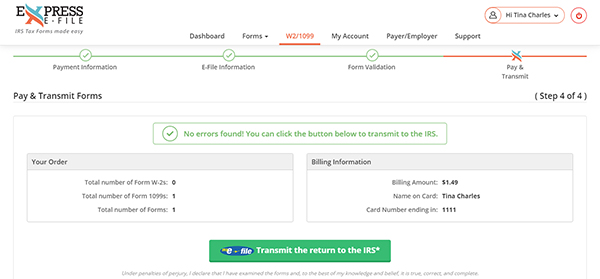 Transmit Form 1099-MISC to the IRS