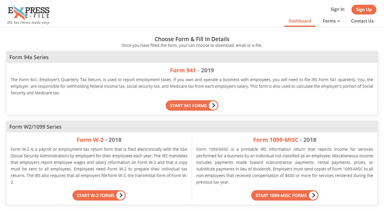 Choose Form & Fill In Details